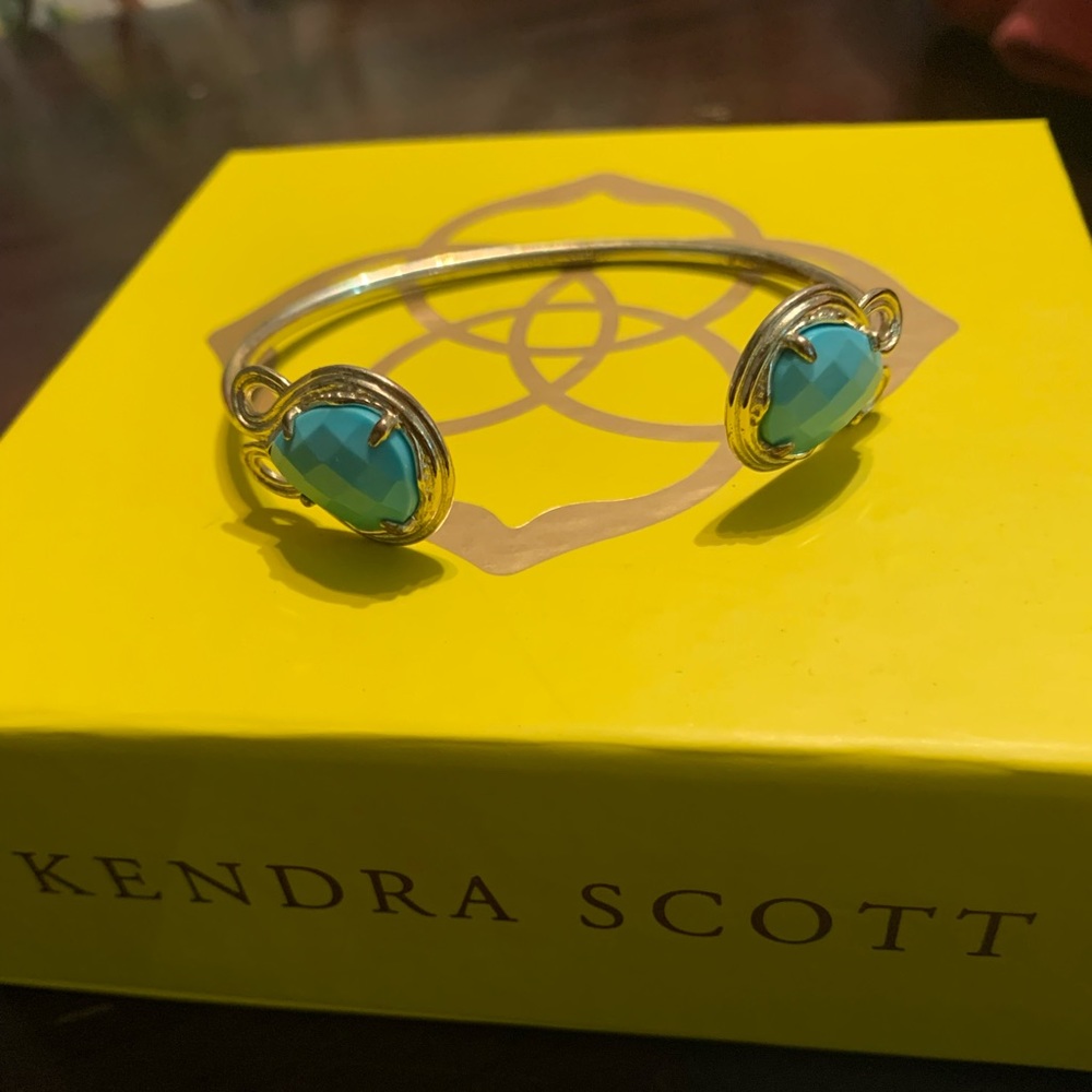 KENDRA SCOTT Andy Yellow Gold Plated Faceted Turquoise Cuff Bracelet